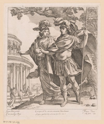 Minerva visar Ludvig XIII ärans tempel Quisquis ad hoc sacium (...) (titel på objekt) av Francois Perrier