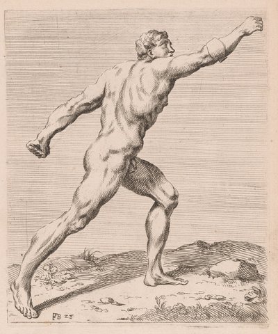 Borghese Gladiator, sidovy, vriden till höger [skylt 28] av Francois Perrier