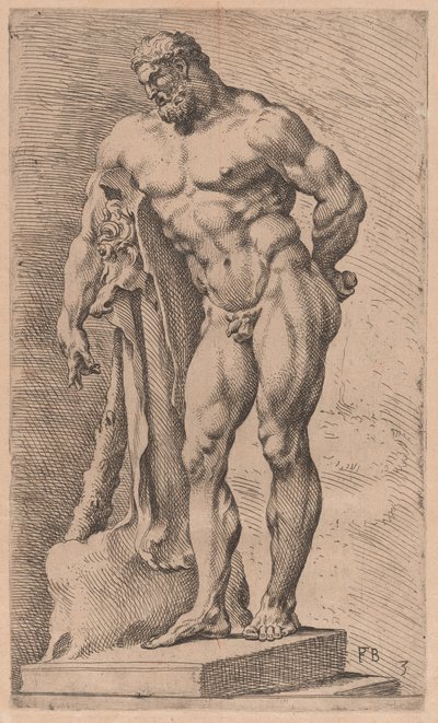 Farnese Hercules, tre fjärdedels vy vänd åt vänster [skylt 3] av Francois Perrier