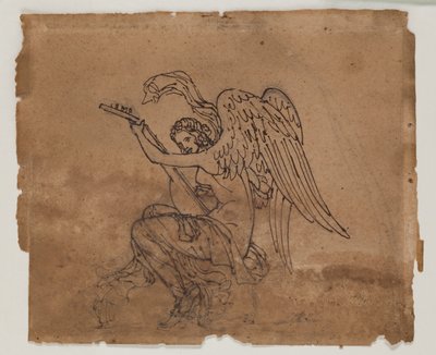 Allegorisk figur med luta, ca 1825 (bläck och krita på papper) av Francois Rude