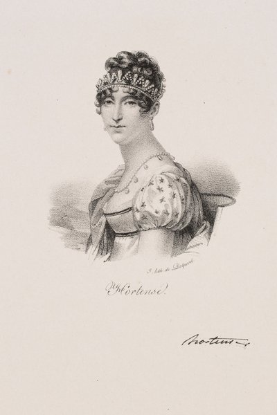 Porträtt av drottning Hortense Eugénie Cécile de Beauharnais av Francois Seraphin Delpech