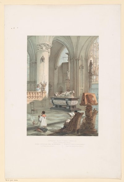 Interiör av Sint-Michiel-en-Sint-Goedelekathedraal i Bryssel med graven av Ernst van Oostenrijk Interiör av kyrkan St. Gudule, i Bryssel (Tombeau av ärkehertigen Ernest d
