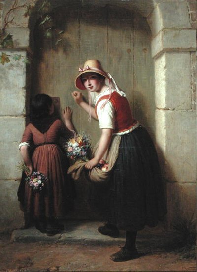 The Flower Sellers (olja på duk) av Francois Verheyden