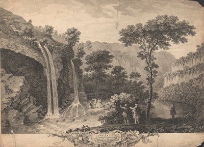 En utsikt över den vackra kaskaden nedanför Matlock Bath av Francois Vivares