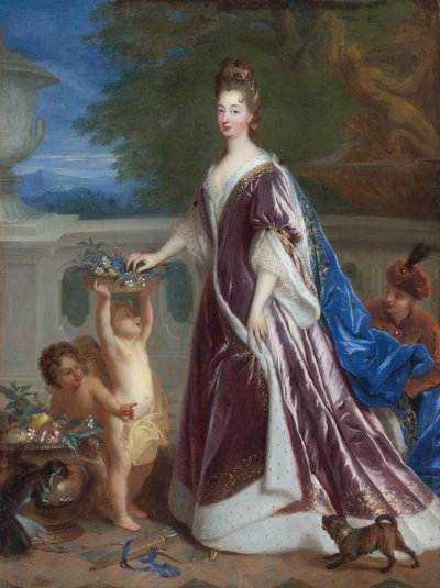 ""Porträtt av Elisabeth-Charlotte (Elisabeth Charlotte) av Bayern eller Pfalz (1652-1722)"" (Elizabeth Charlotte, Prinsessan Pfalz) Målning av Francois de Troy (1645-1730) Privatsamling från 1600-talet av Francois de Troy