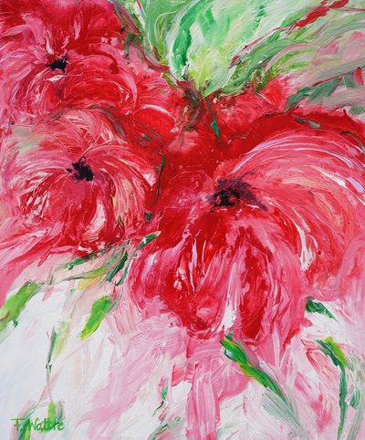 Röda abstrakta blommor av Françoise Wattré