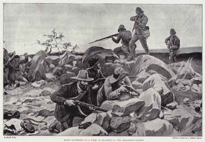 Boer överraskade på en kopje vid Belmont av Grenadier Guards (litho) av Frank (after) Dadd