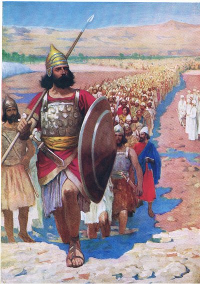 Crossing the Jordan, från The Bible Picture Book utgiven av Thomas Nelson, c.1950 av Frank Adams