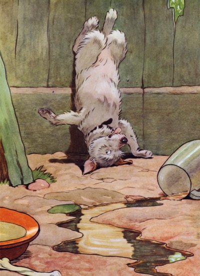 Illustration för Old Mother Hubbard (litho i färg) av Frank Adams