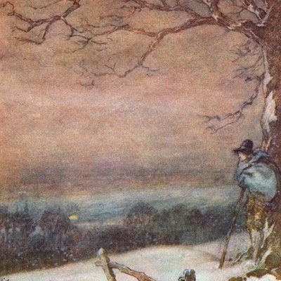 Illustration för The Scholar-Gipsy av Matthew Arnold (litho i färg) av Frank Adams