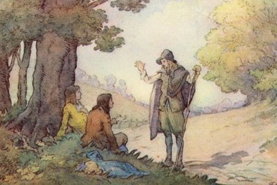 Illustration för The Scholar-Gipsy av Matthew Arnold (litho i färg) av Frank Adams