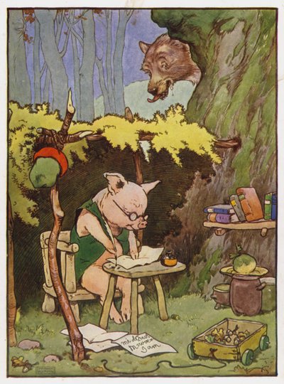 Illustration för de tre små grisarna av Frank Adams