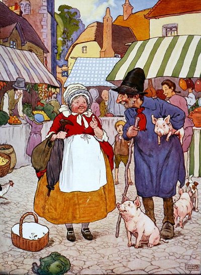 Illustration från "The Beautiful Book of Nursery Rhymes, Stories and Pictures", publicerad av Blackie & Son (färg litho) av Frank Adams
