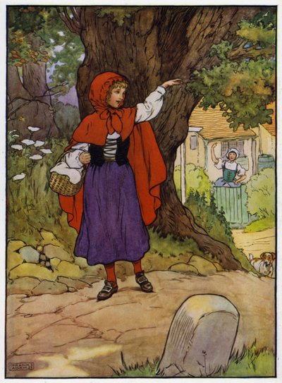 Rödluvan (färg litho) av Frank Adams