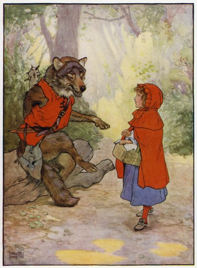 Rödluvan (färg litho) av Frank Adams