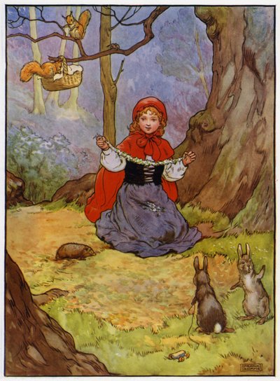 Rödluvan (färg litho) av Frank Adams