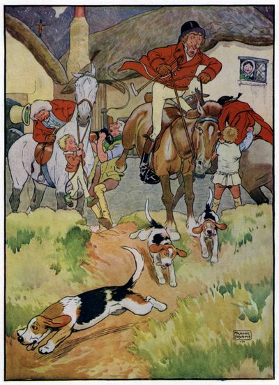 Three Jolly Huntsmen (färglitografi) av Frank Adams