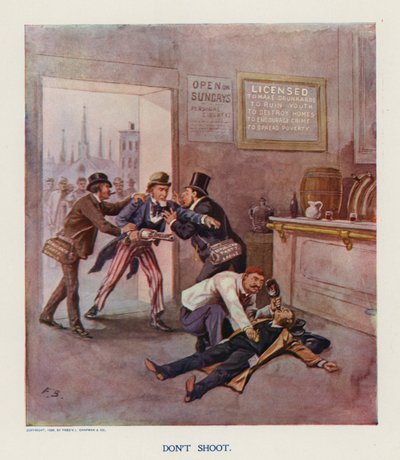 Skjut inte (färglitografi) av Frank Beard