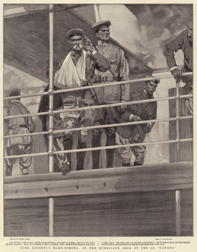 Lord Roberts hemkomst, på orkandäcket på SS Canada av Frank Craig