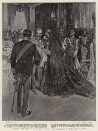 Drottning Margherita registrerade den italienska prinsessans födelse och gratulerade kungen av Frank Craig