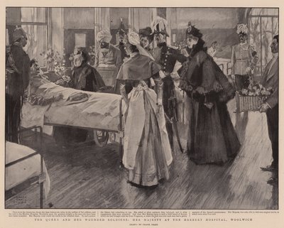 Drottningen och hennes sårade soldater, hennes majestät på Herbert Hospital, Woolwich av Frank Craig