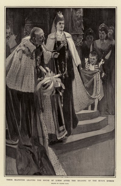 Deras Majestäter lämnar House of Lords efter uppläsningen av kungens tal av Frank Craig
