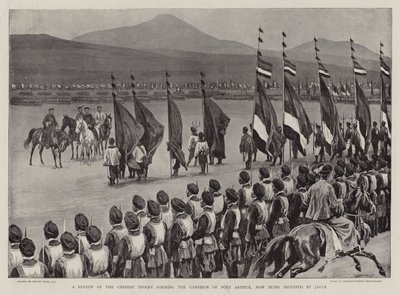 En recension av de kinesiska trupperna som bildar Garnisonen i Port Arthur, som nu investeras av Japan av Frank Dadd