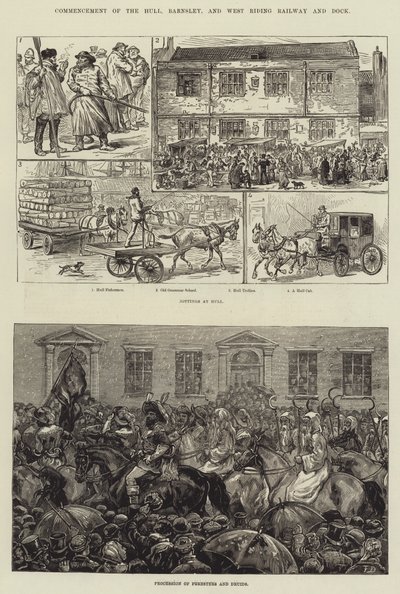 Igångsättandet av Hull, Barnsley och West Riding Railway and Dock av Frank Dadd