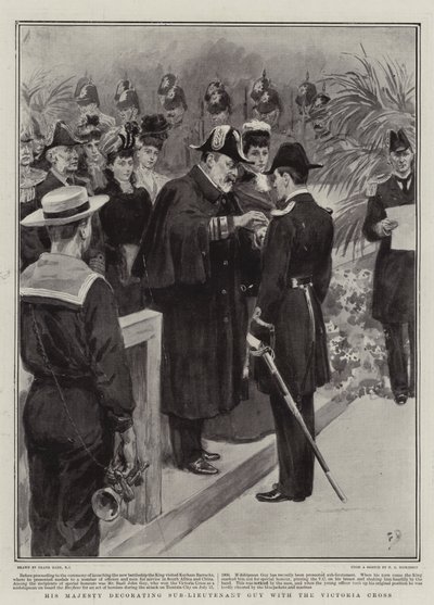 Hans Majestät dekorerar underlöjtnant Guy med Victoria Cross av Frank Dadd