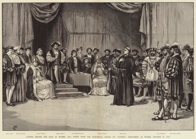 Luther före riksdagen i Worms, 1521, scen ur Luthers historiska drama, framförd i Worms, 30 oktober 1883 av Frank Dadd