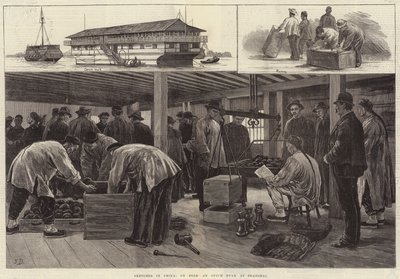 Skisser i Kina, ombord på en Opium Hulk i Shanghai av Frank Dadd