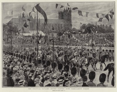 Colonial Cavalry Escort passerar på Parliament Street av Frank Dadd