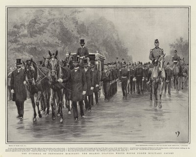 President McKinleys begravning, likbilen som lämnar Vita huset under militär eskort av Frank Dadd