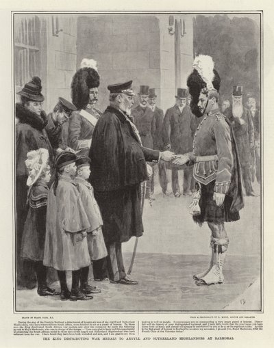 Kungen delar ut krigsmedaljer till Argyll och Sutherland Highlanders på Balmoral av Frank Dadd