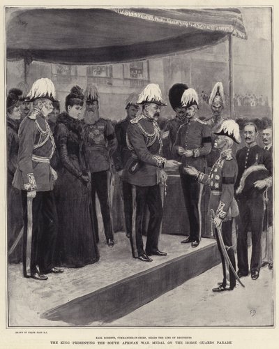 Kungen presenterar den sydafrikanska krigsmedaljen på Horse Guards Parade av Frank Dadd