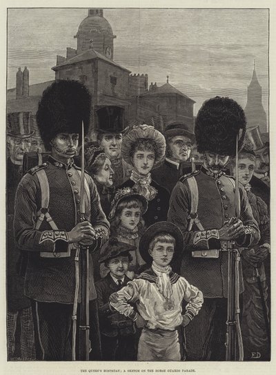 Drottningens födelsedag, en skiss från Horse Guards Parade av Frank Dadd