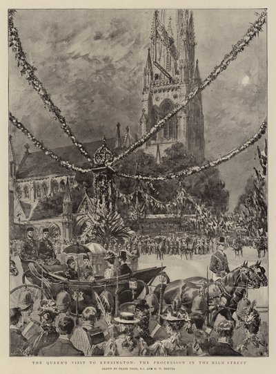 Drottningens besök i Kensington, processionen på High Street av Frank Dadd