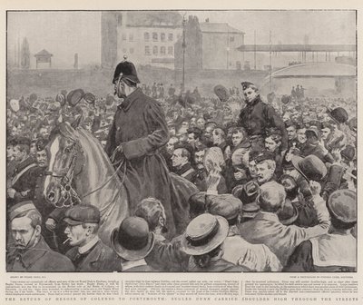 The Return of Heroes of Colenso till Portsmouth, Bugler Dunn bar Shoulder High genom gatorna av Frank Dadd