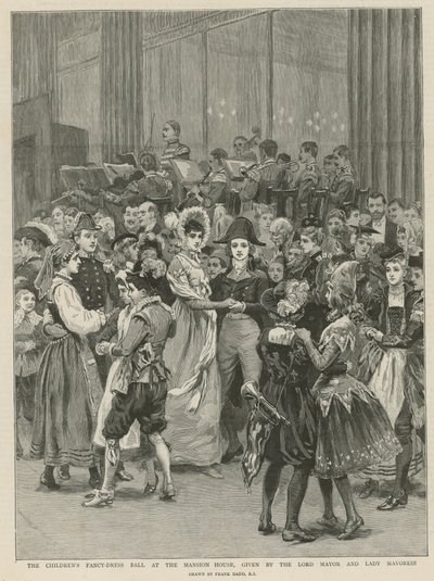 Barnens maskeradbal i herrgården (gravyr) av Frank Dadd