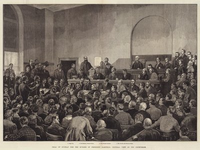 Rättegång mot Guiteau för mordet på president Garfield, allmän syn på domstolens sal av Frank Dadd