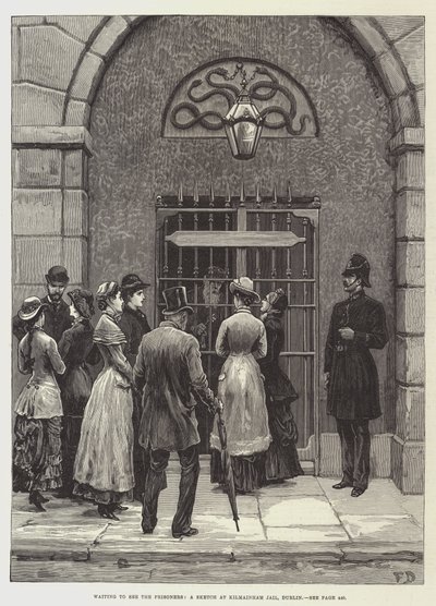 Väntar på att se fångarna, en skiss i Kilmainham-fängelset, Dublin av Frank Dadd