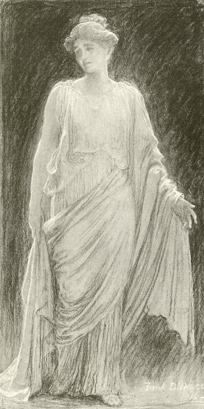 Madame de Navarro (Mary Anderson) som Hermione i en "Vinterhistoria" (djuptryck) av Frank Dicksee