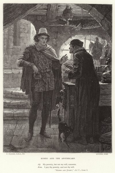 Romeo och apotekaren, Romeo och Julia, akt V, scen I av Frank Dicksee