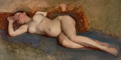 Liggande naken av Frank Duveneck