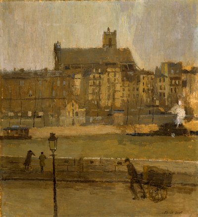 Quai de la Seine, St. Gervais-kyrkan, n.d. av Frank Edwin Scott