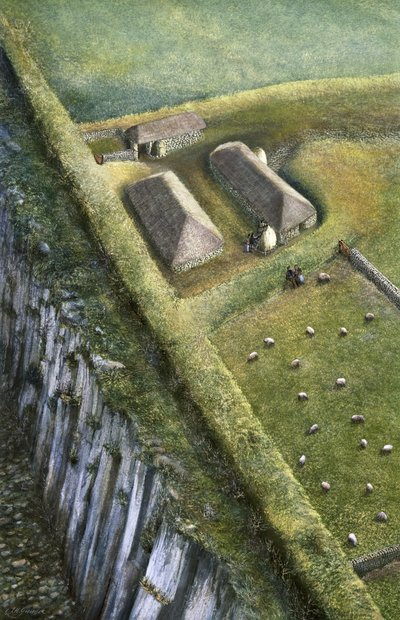 Hadrianus vägg: Sewingshields Wall, c2nd century, c1990-2010 av Frank Gardiner