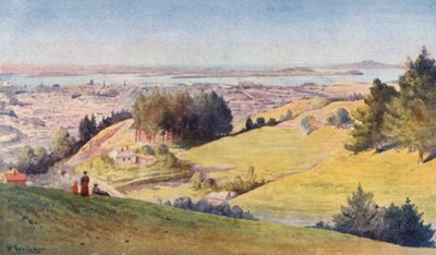 Nya Zeeland: Auckland (färglitografi) av Frank H Wright