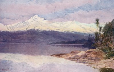 Nya Zeeland: Diamond Lake (färglitografi) av Frank H Wright