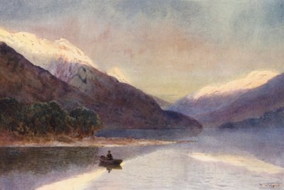 Nya Zeeland: Norra fjorden, sjön Te-Anau (färglitografi) av Frank H Wright