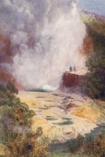 Nya Zeeland: The Champagne Cauldron (färglitografi) av Frank H Wright